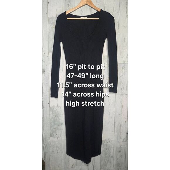 Z Supply Zoey Waffle Knit Dress Black Sz. XS - Picture 4 of 8